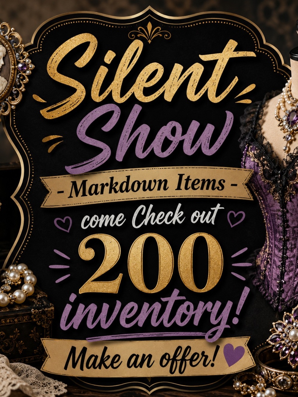Silent Show Decorative Wall Sign — Black, Gold & Purple Accent